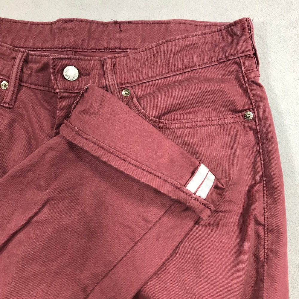 Levis Commuter Pants Mens 34x30 Red Maroon Chino Jeans Reflective 511 Slim Fit